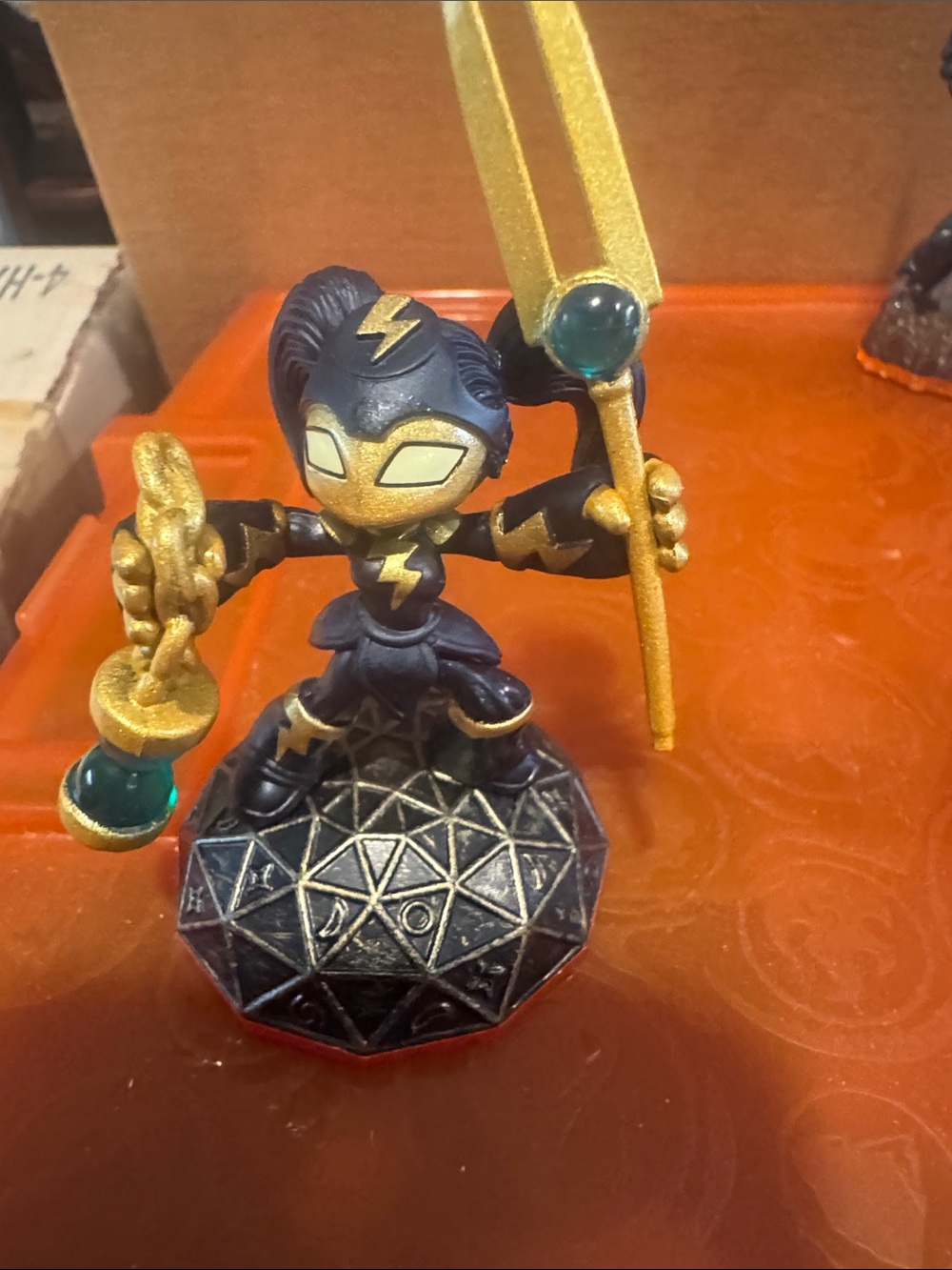 Gold & Black Lightning Warrior Figurine. Skylander
